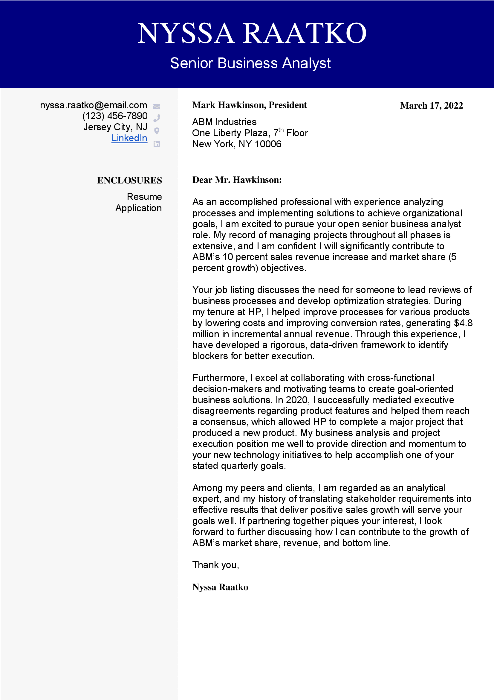 business analyst cover letter reddit