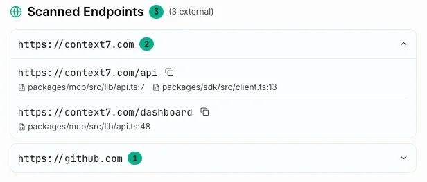 A list of scanned endpoints including package details.
