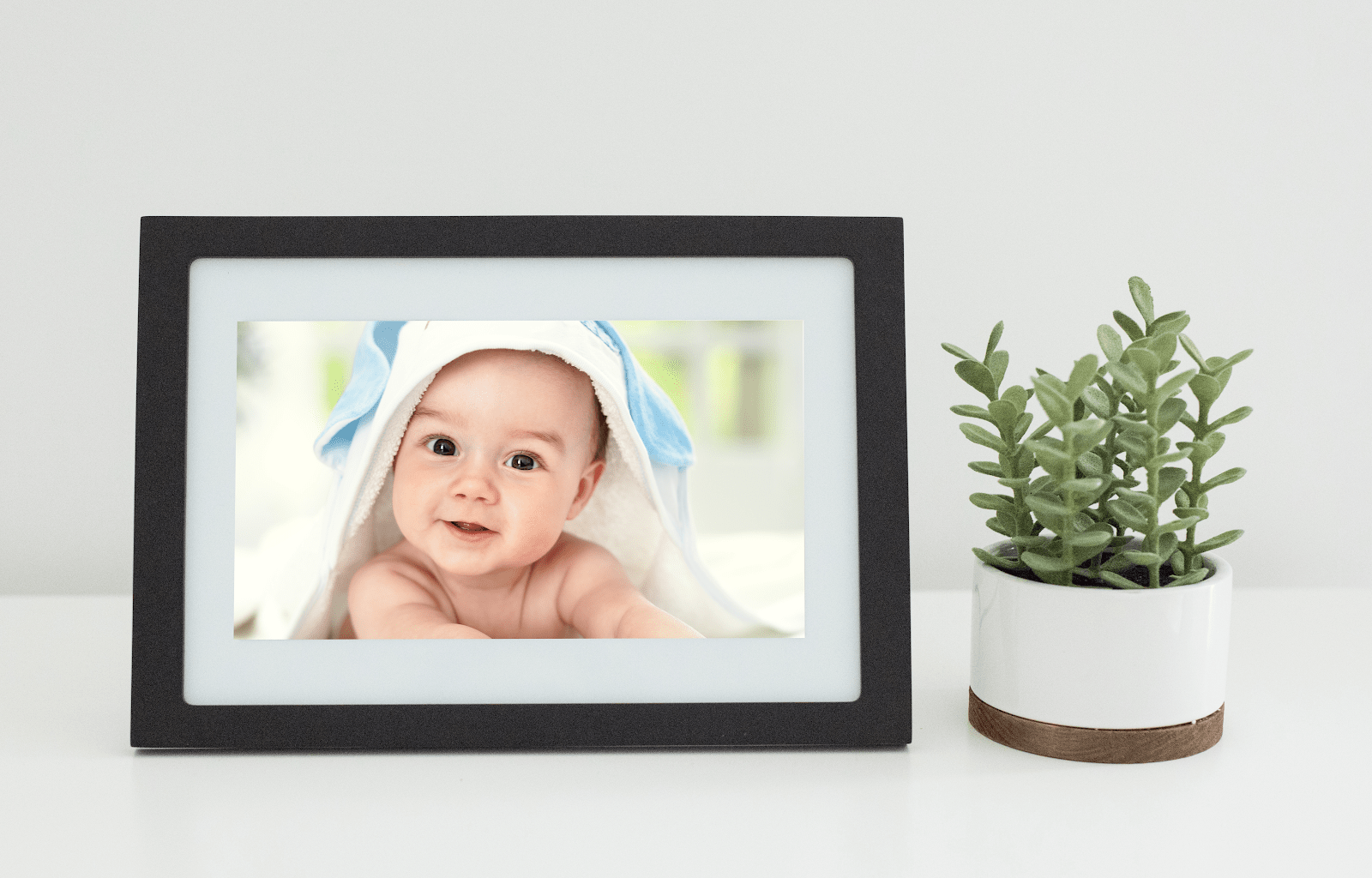 Cute baby displayed on digital photo frame