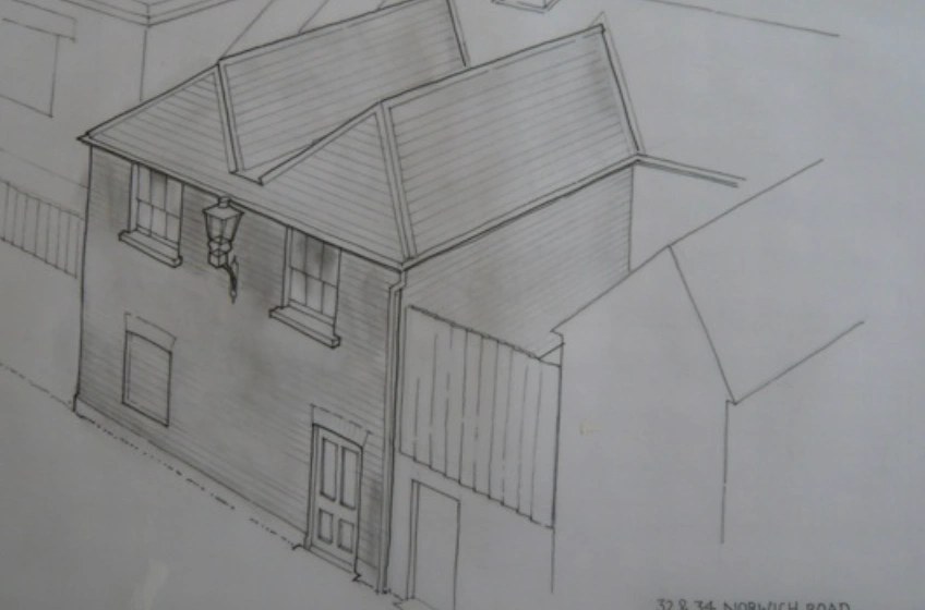 Elevation drawing of a cafe in the UK