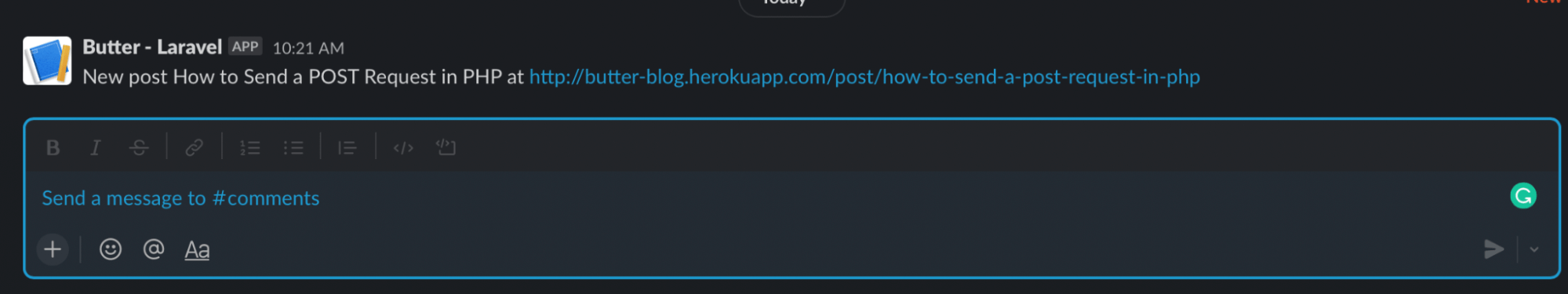 New post notification in Slack