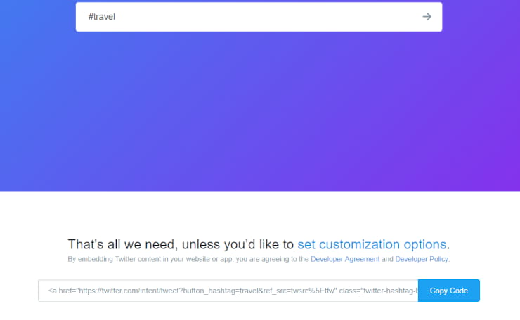 how to embed a Twitter hashtag widget