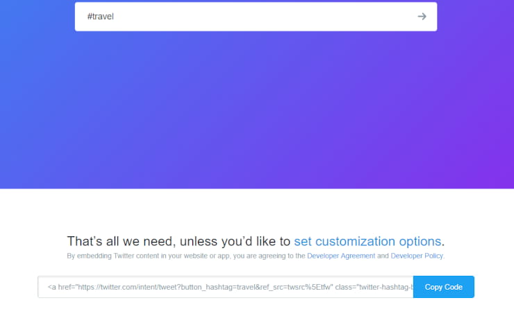 come incorporare un widget Twitter hashtag