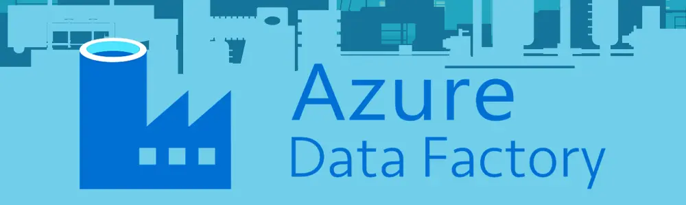Azure Data Factrory Logo with illustrated factory background