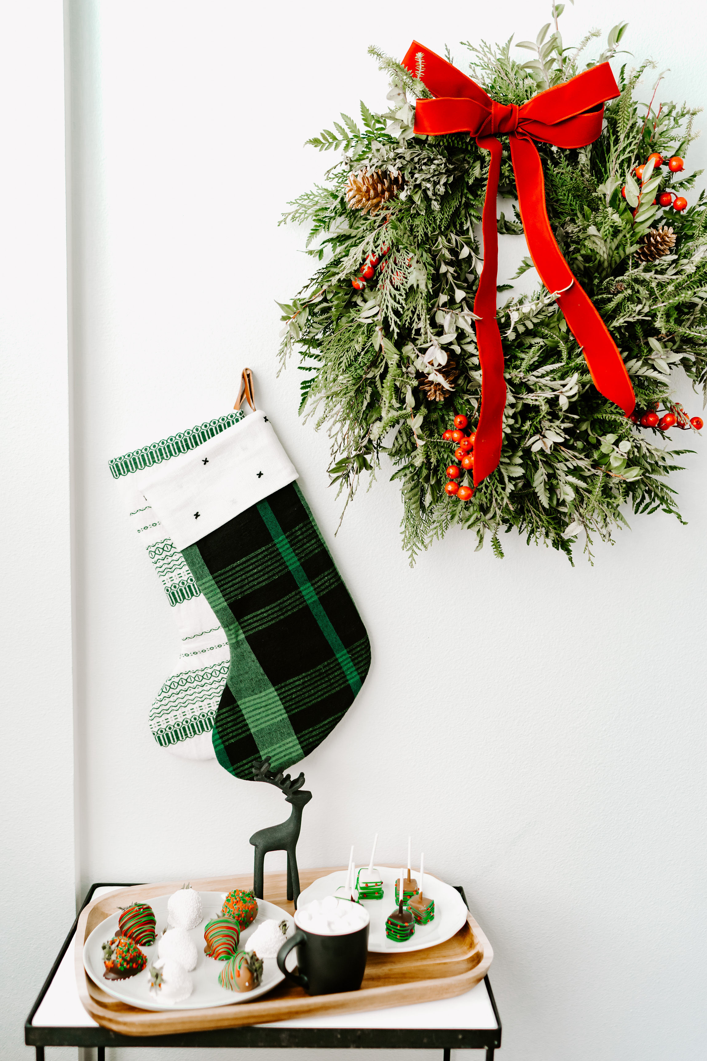 Christmas Wreath and Stockings