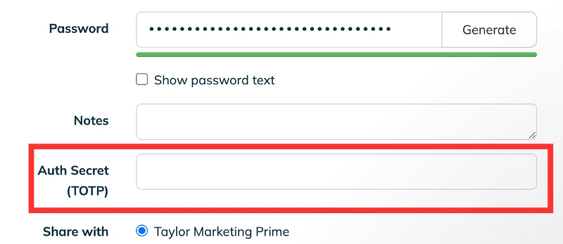 Auth Secret TOTP field.webp