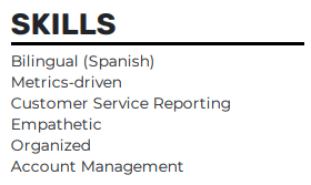 Skills for customer service resume