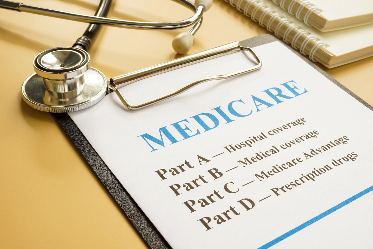 Parts of Medicare listed on clipboard sheet