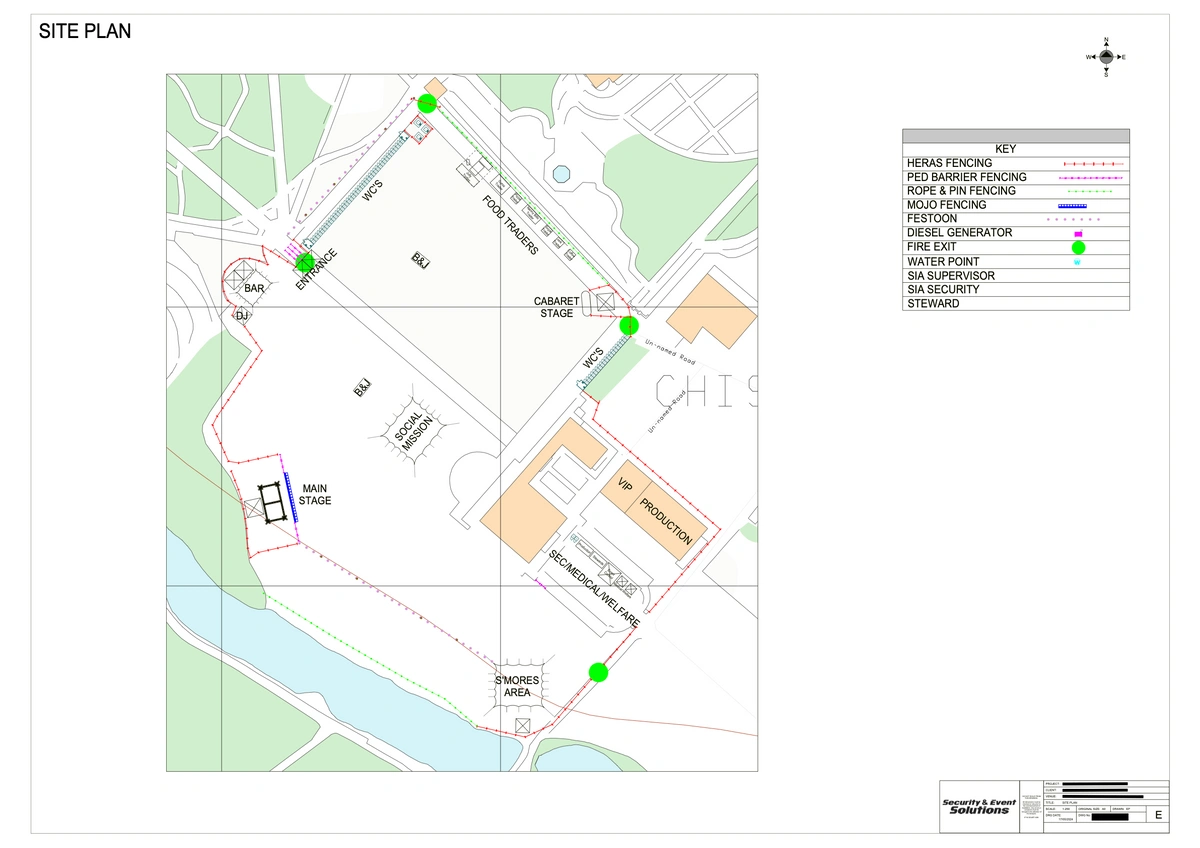 Example of an event site plan created by Security & Event Solutions