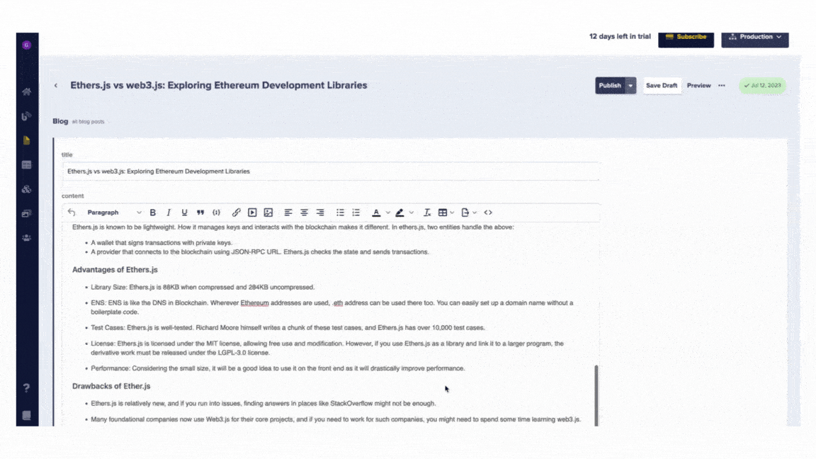 Content added to our blog post page