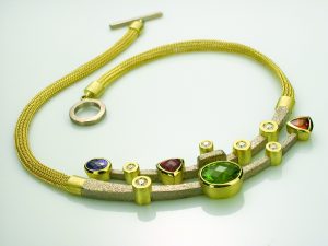 Gold Constellation Necklace with colored stones by Michael David Sturlin