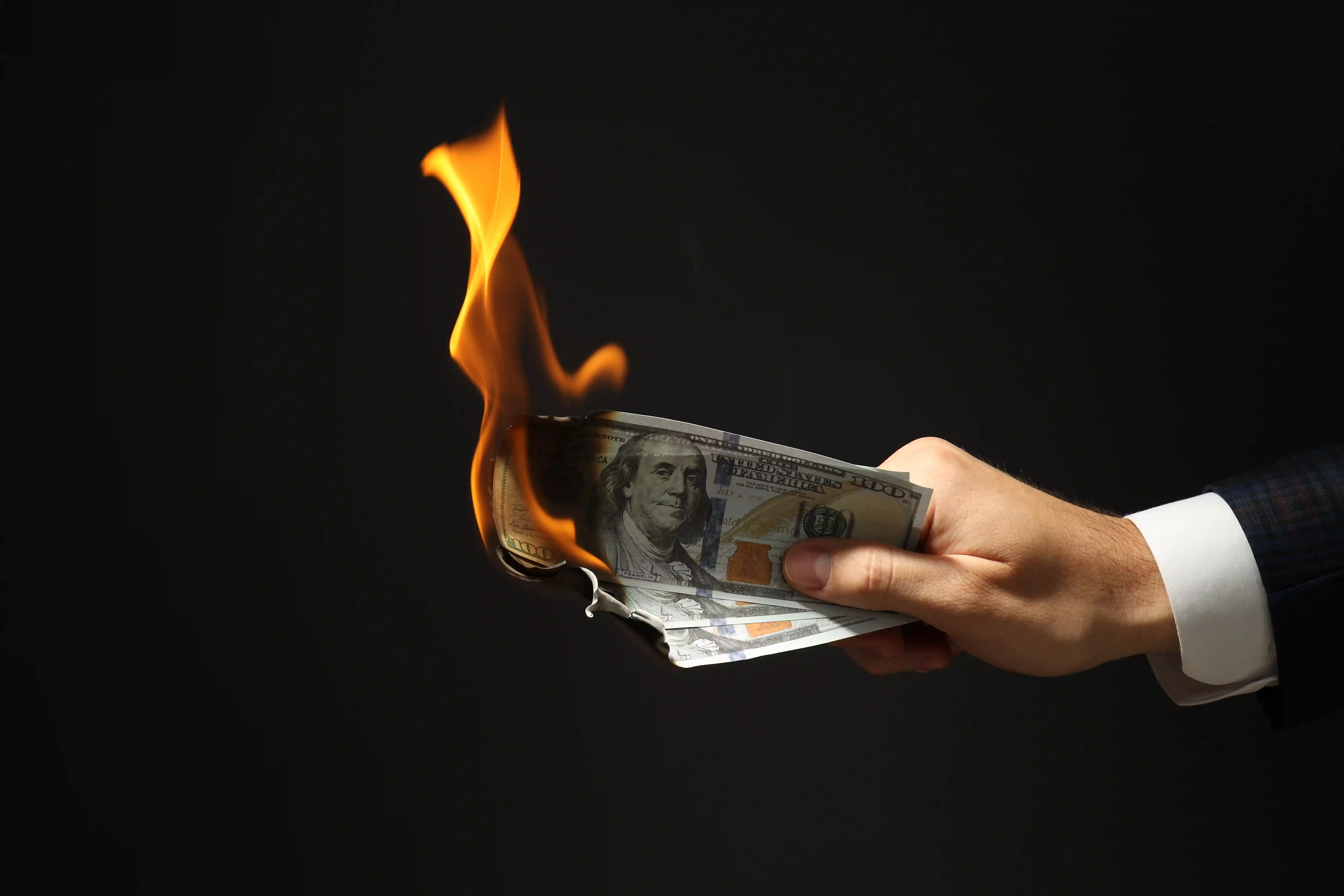 Burning cash representing financial inefficiency and unmanaged operational costs