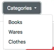 Drop down menu of the different categories
