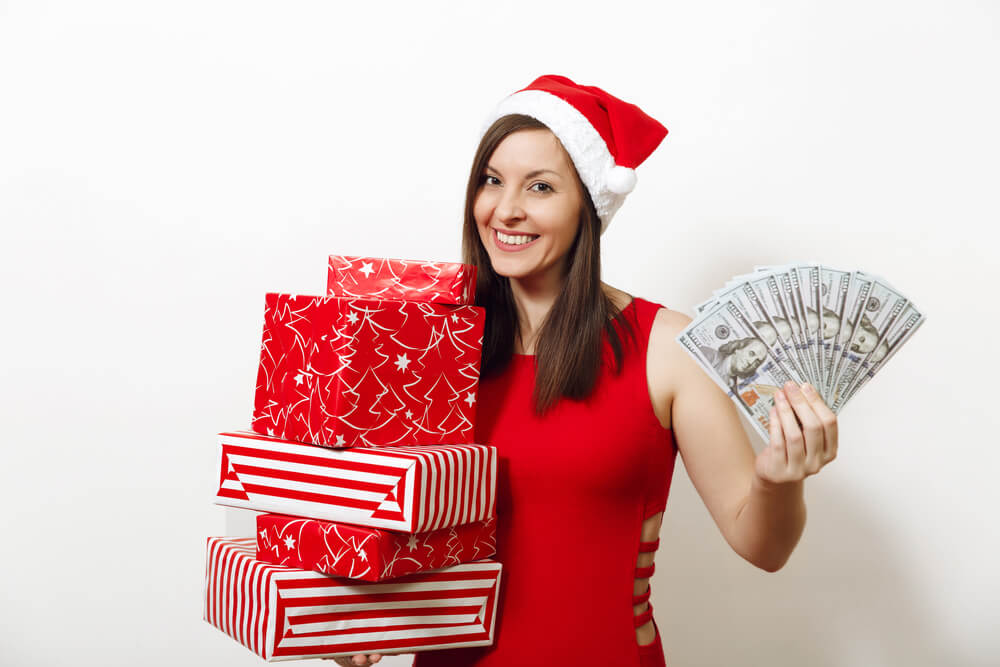 Woman holding gift car title loans