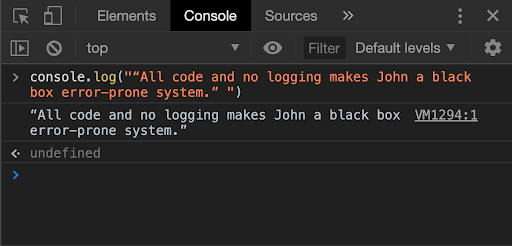 Log messages in the Console, DevTools