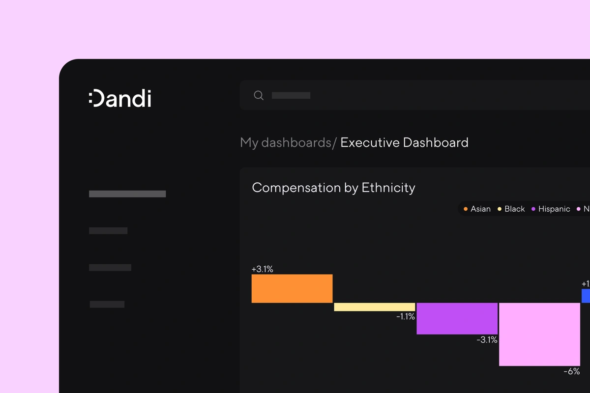 Screenshot of Dandi Executive Dashboard, showing a portion of a bar graph titled Compensation by Ethnicity