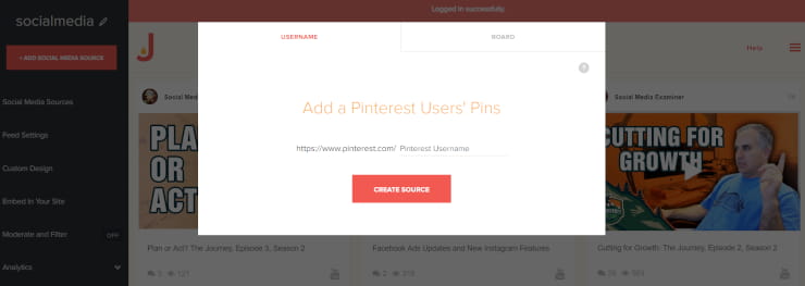 Pinterest social media feed by Juicer