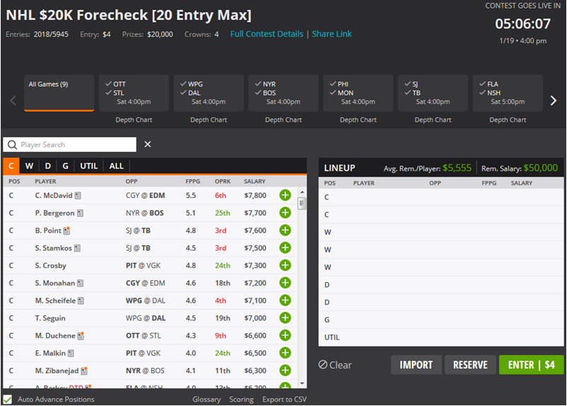 Fantasy Hockey NHL DFS Cheat Sheet for Draftkings 3/18/23 - DFS Lineup  Strategy, DFS Picks, DFS Sheets, and DFS Projections. Your Affordable Edge.