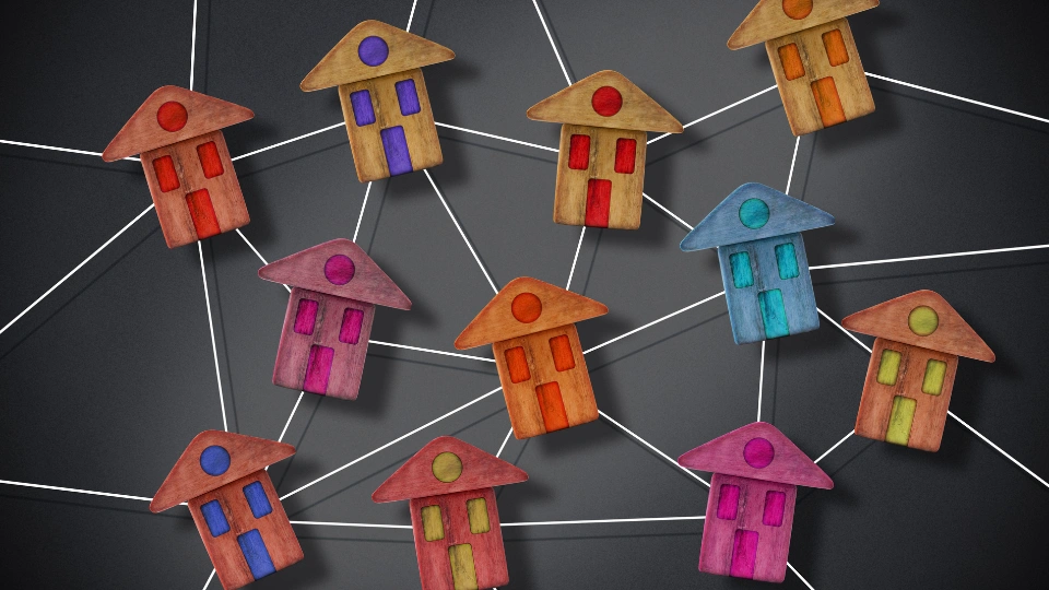 Home concept with wooden residential homes