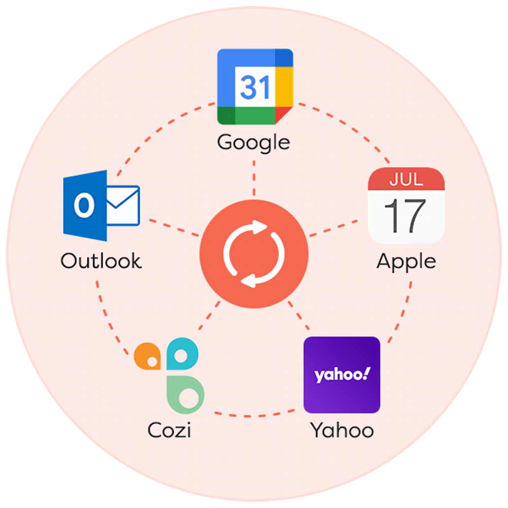 Sync Google, Apple, Yahoo, Cozi, and Outlook calendars