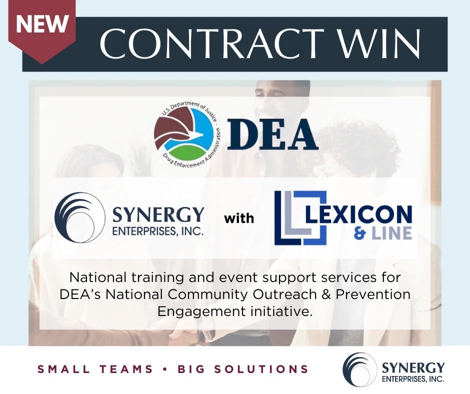 Synergy Enterprises, Inc. (Synergy) is partnering with Lexicon & Line, LLC on a newly awarded contract from the U.S. Drug Enforcement Administration (DEA).