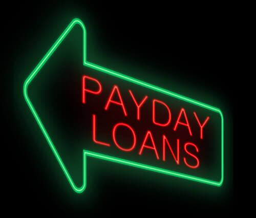 payday loans neon sign arrow