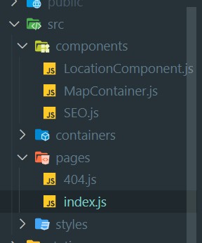 location of the index.js file in the pages folder