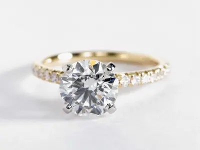 2 carat j color diamond in solitaire yellow gold setting