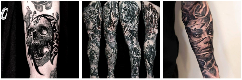 examples of black and grey style tattoos