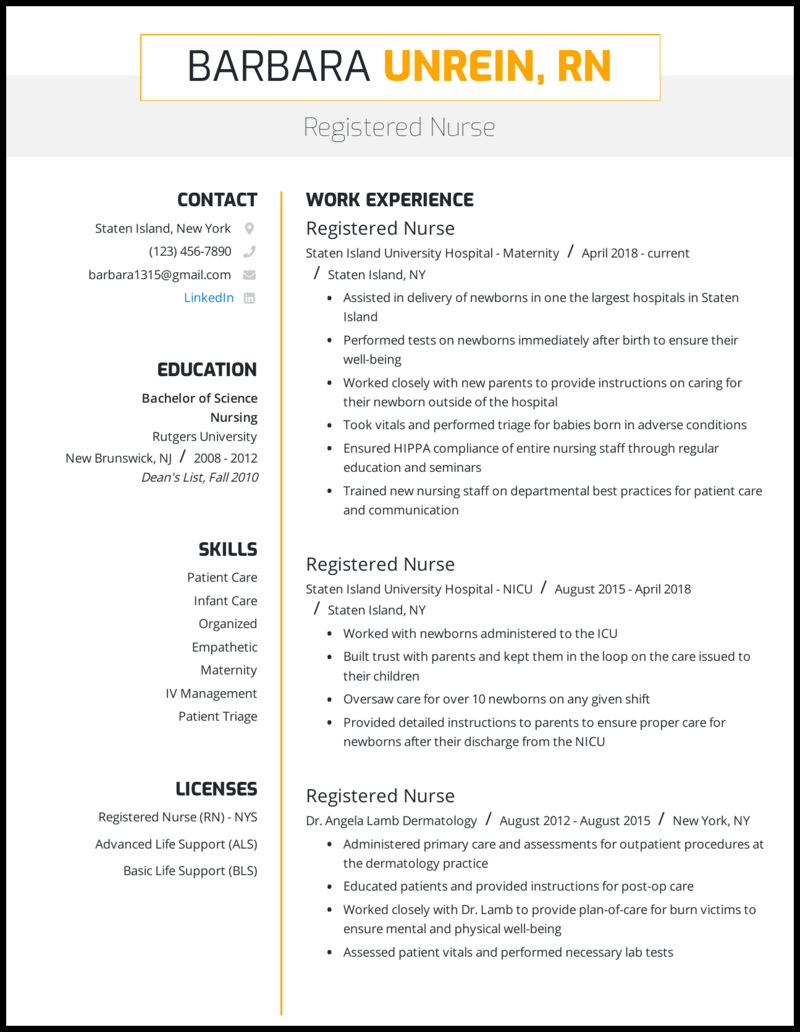 16 Nursing Resume Examples That Worked In 16