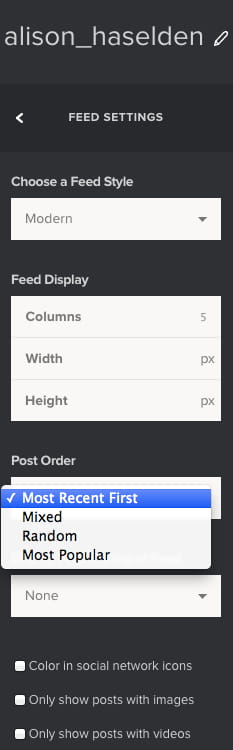 Free social aggregator feed settings