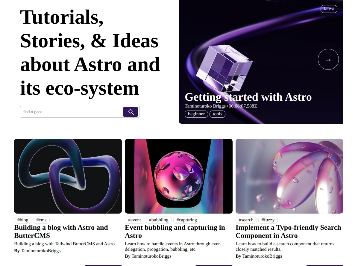 Astro.js Blog Homepage