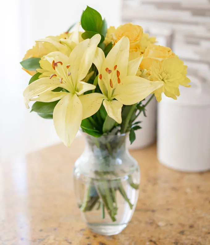 Sunshine bouquet on table