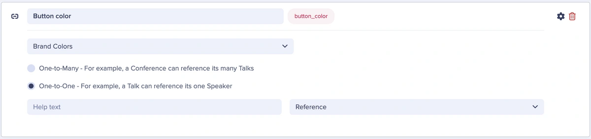 Hero Section component schema - CTA button property field