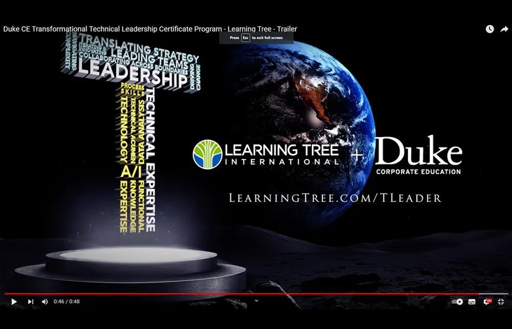 Duke CE Transformational Technical Leadership Certificate Program - Learning Tree - Trailer