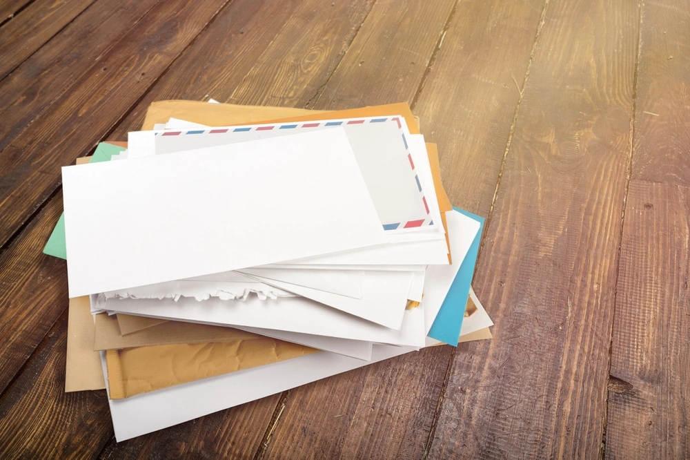 Pile of bills mounted up on the floor