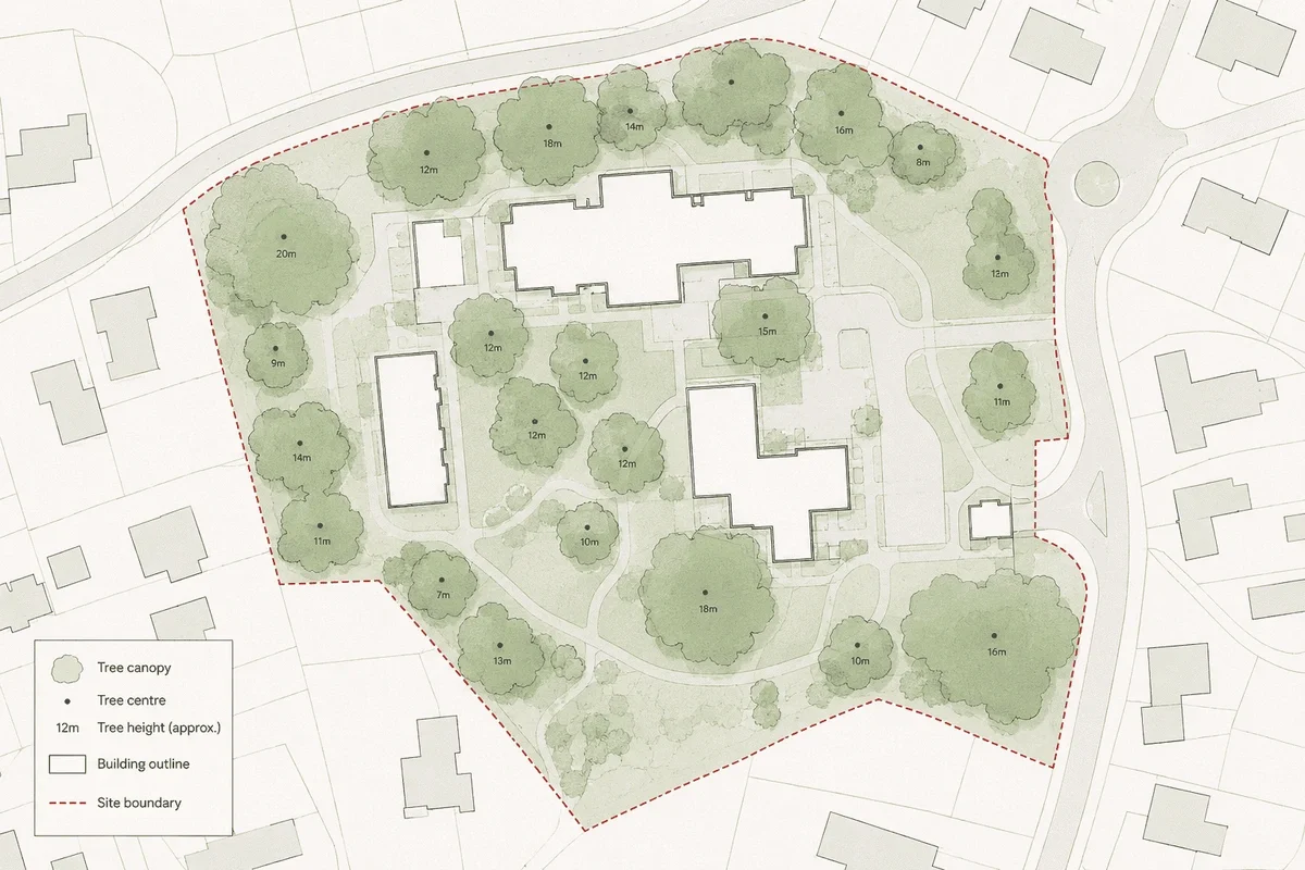 Tree canopy data shown over base mapping