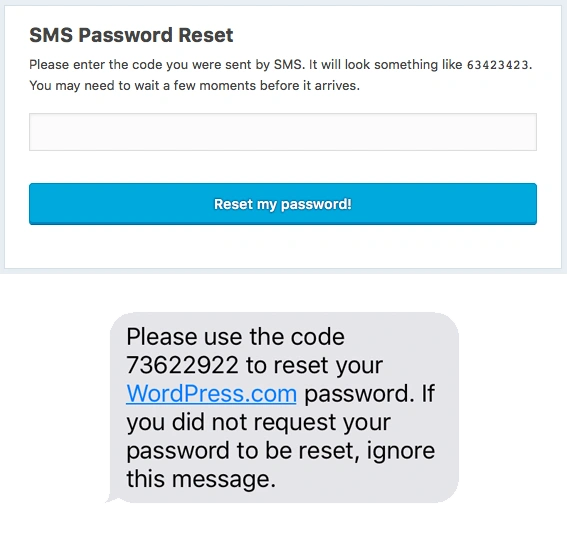 WordPress SMS Password Reset Example