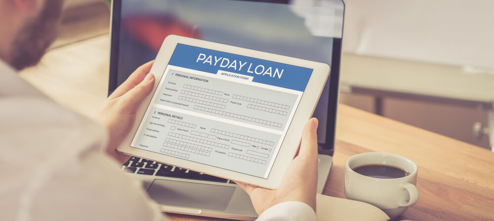person using payday loan online application