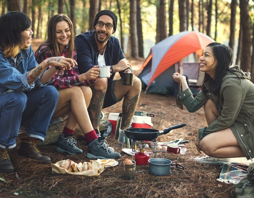 camping with friends