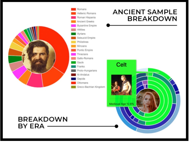 Pie charts from MyTrueAncestry