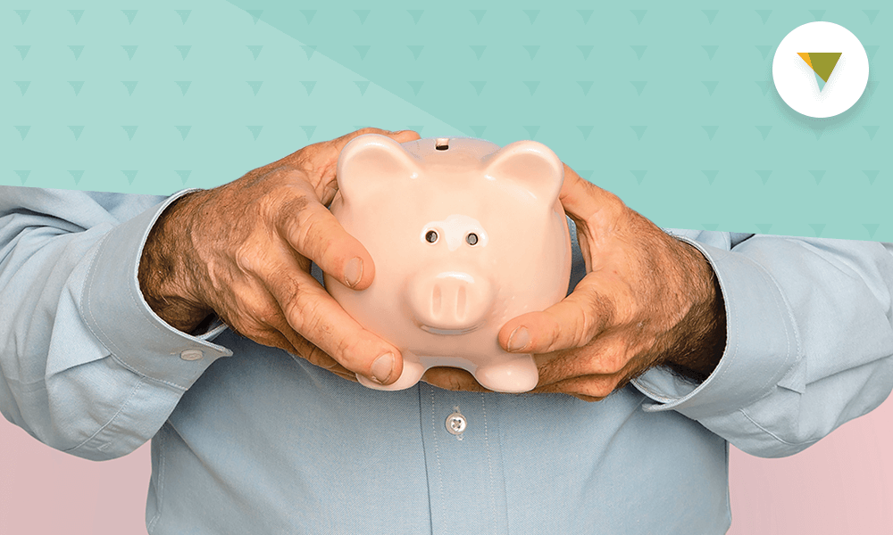 Man holding piggy bank