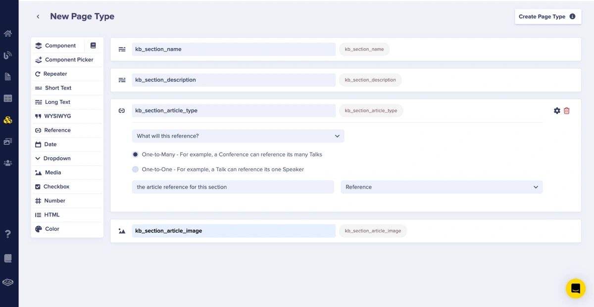 Section page type schema