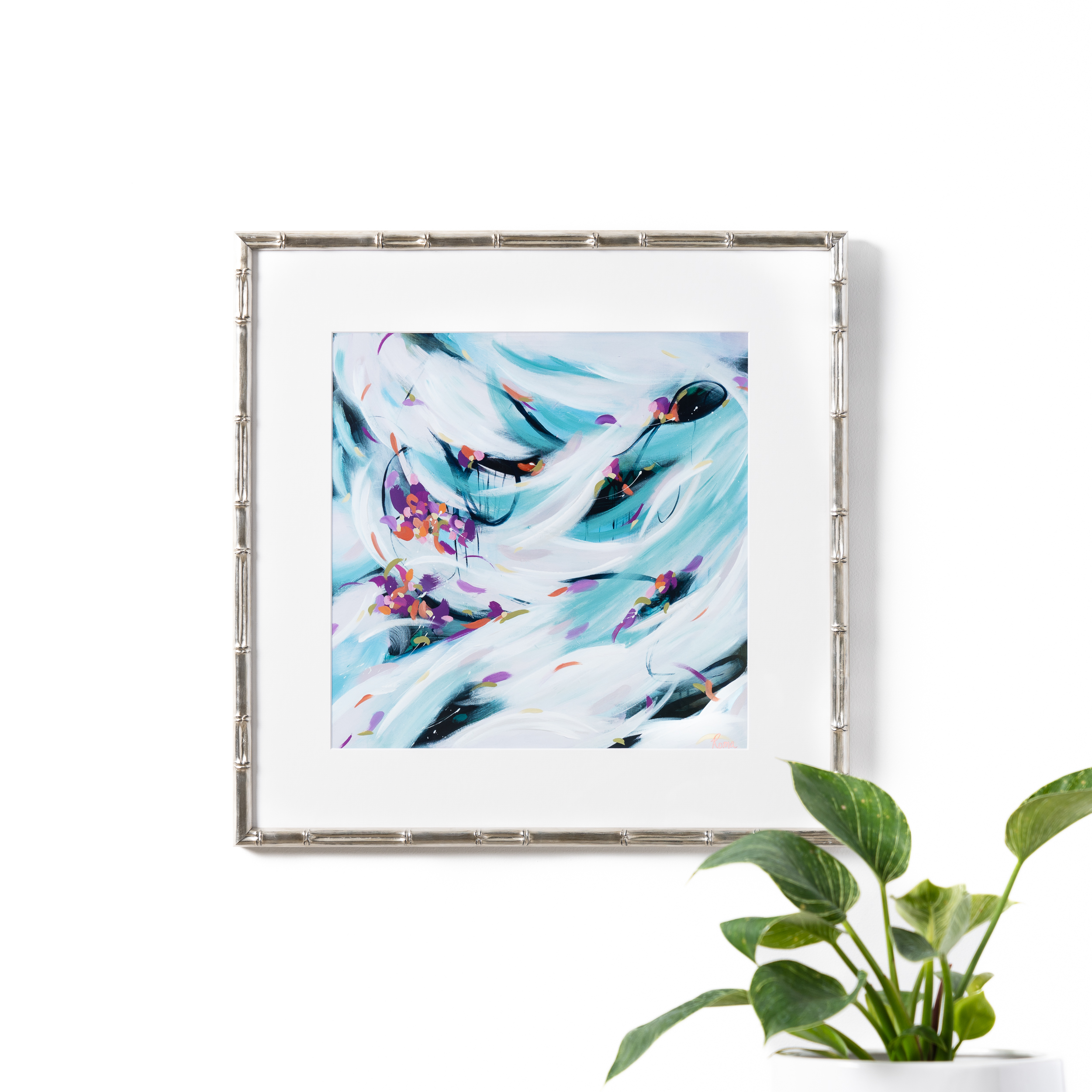 abstract art in silver frame