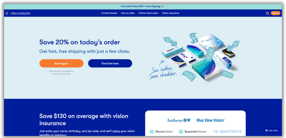 2025 ButterCMS Ecommerce Experience Awards - 1-800 Contacts.webp