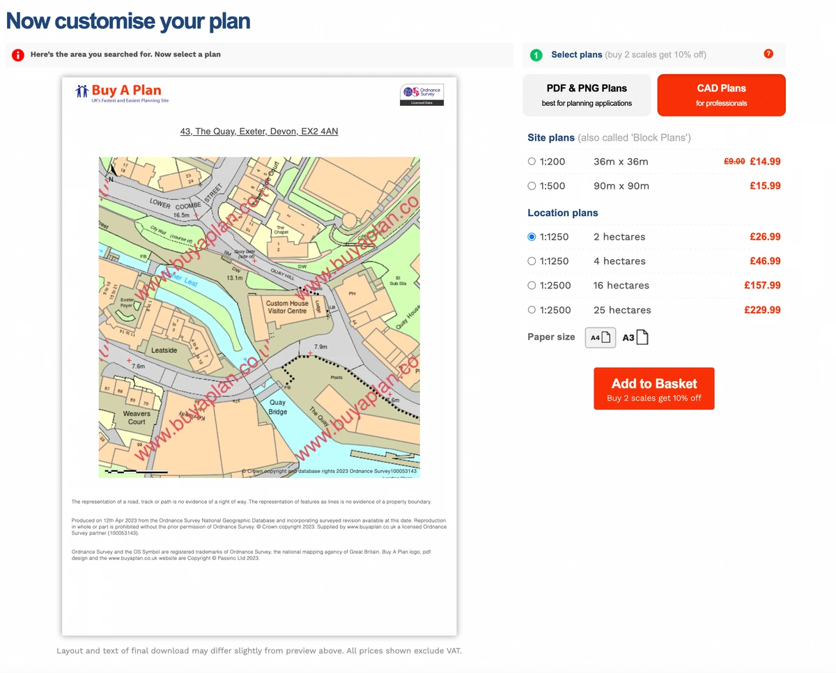 BuyAPlan®'s map preview page