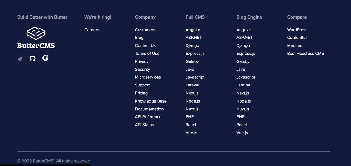 ButterCMS footer as an example