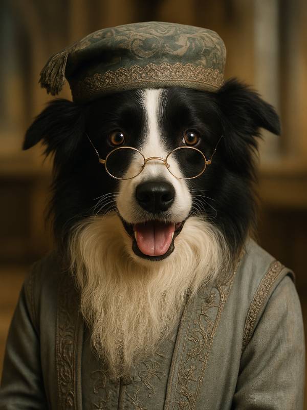 AI image of Albus Dumbledore as a Border Collie