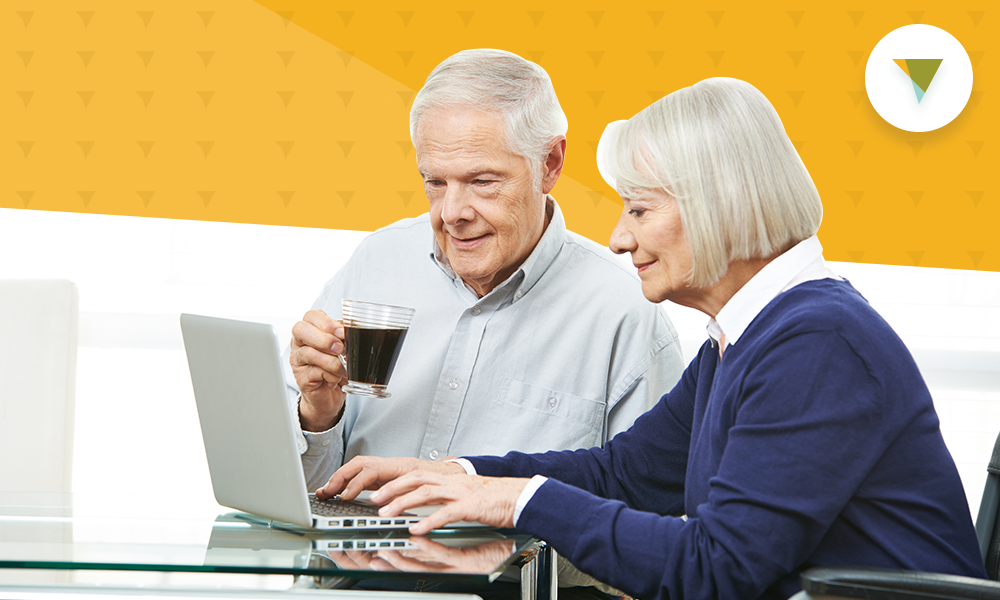 Senior couple buying annuities online