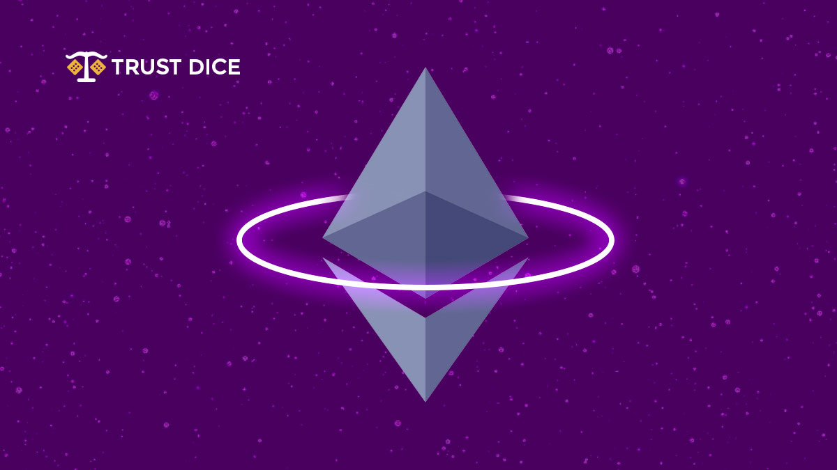 Ethereum cyrptocurrency on purple background by TrustDice